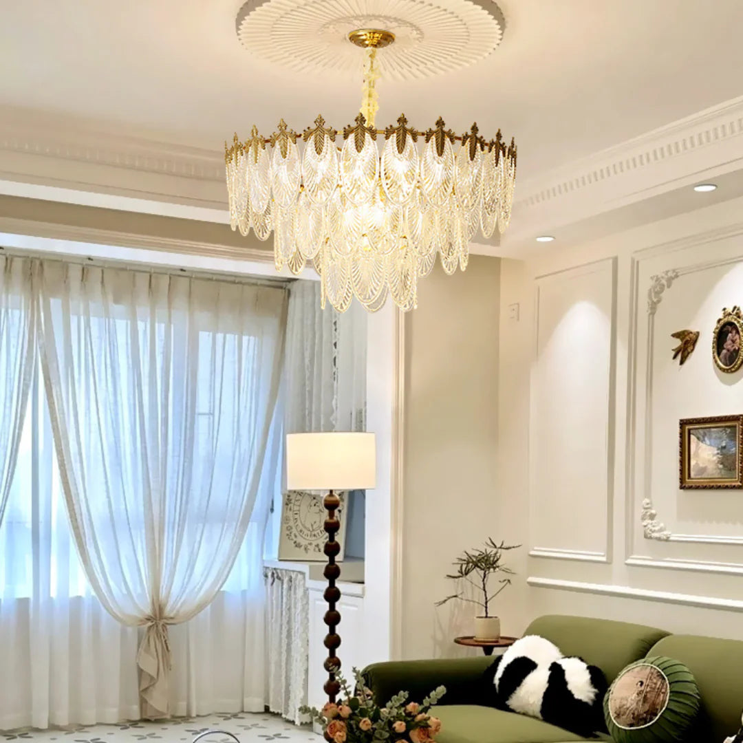 Vintage Crystal Leaf Chandelier