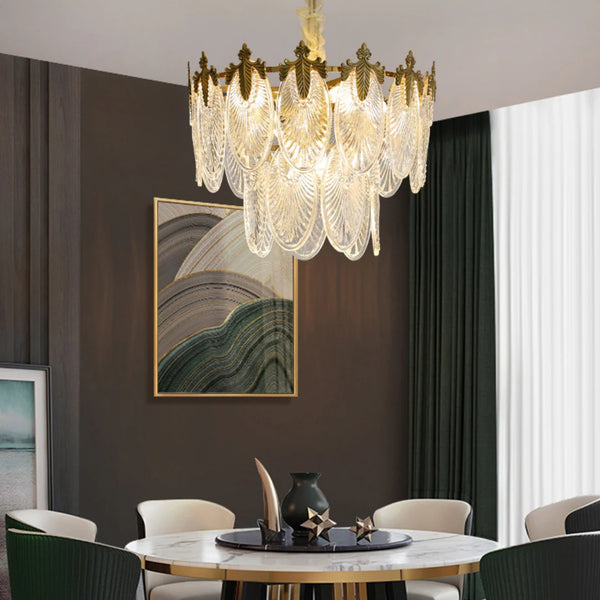 Vintage Crystal Leaf Chandelier