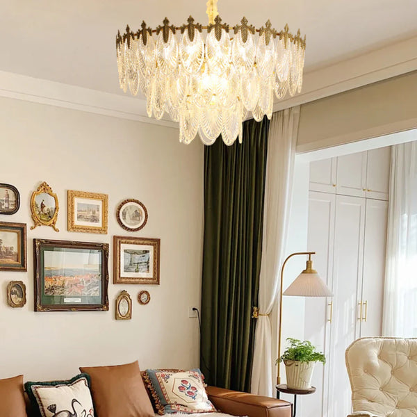 Vintage Crystal Leaf Chandelier