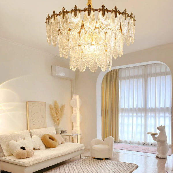 Vintage Crystal Leaf Chandelier