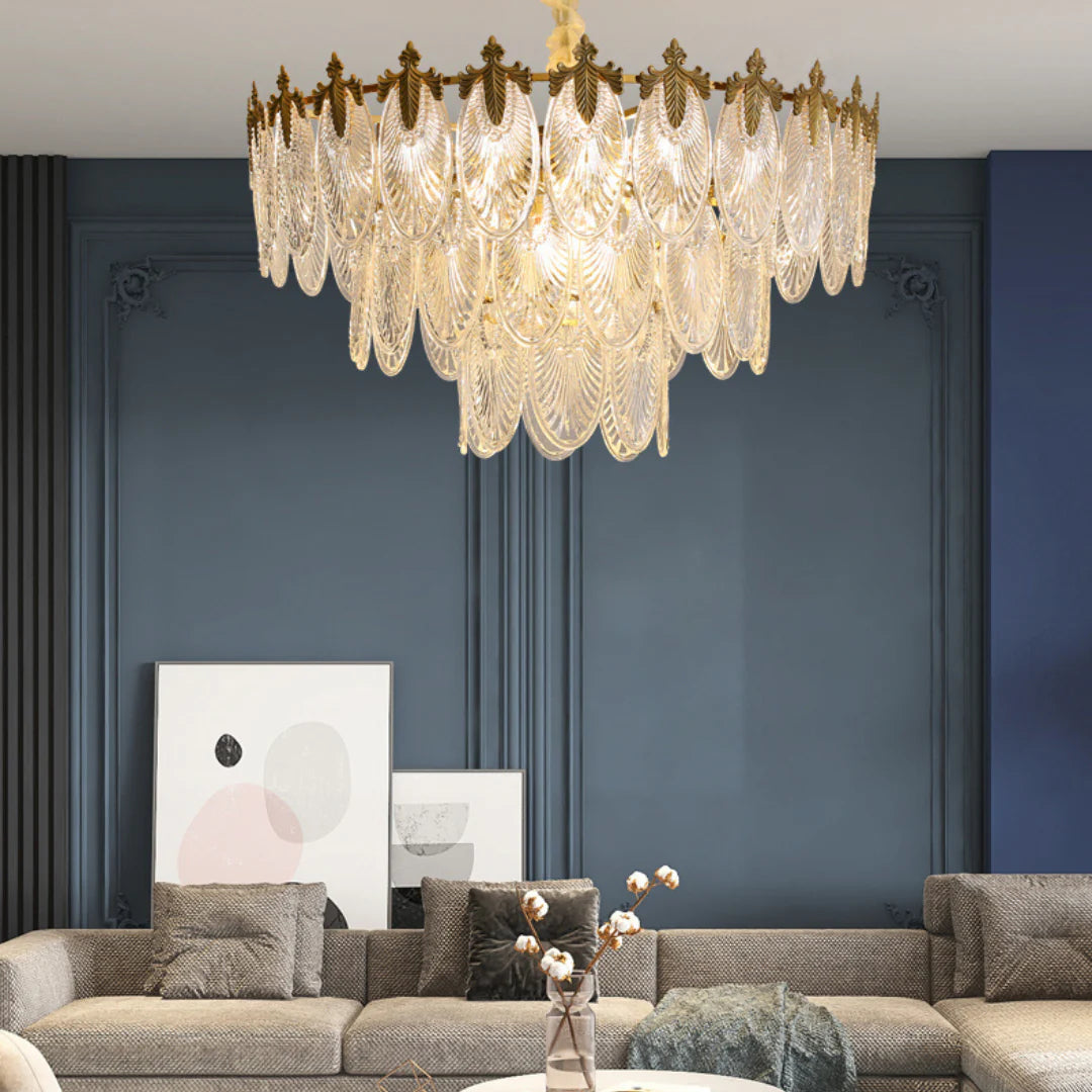 Vintage Crystal Leaf Chandelier