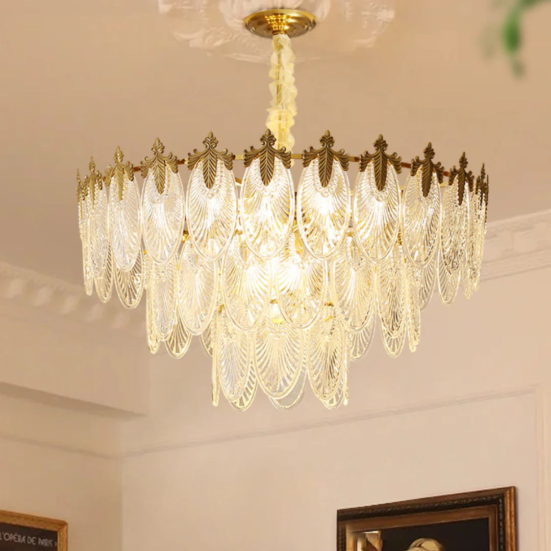 Vintage Crystal Leaf Chandelier
