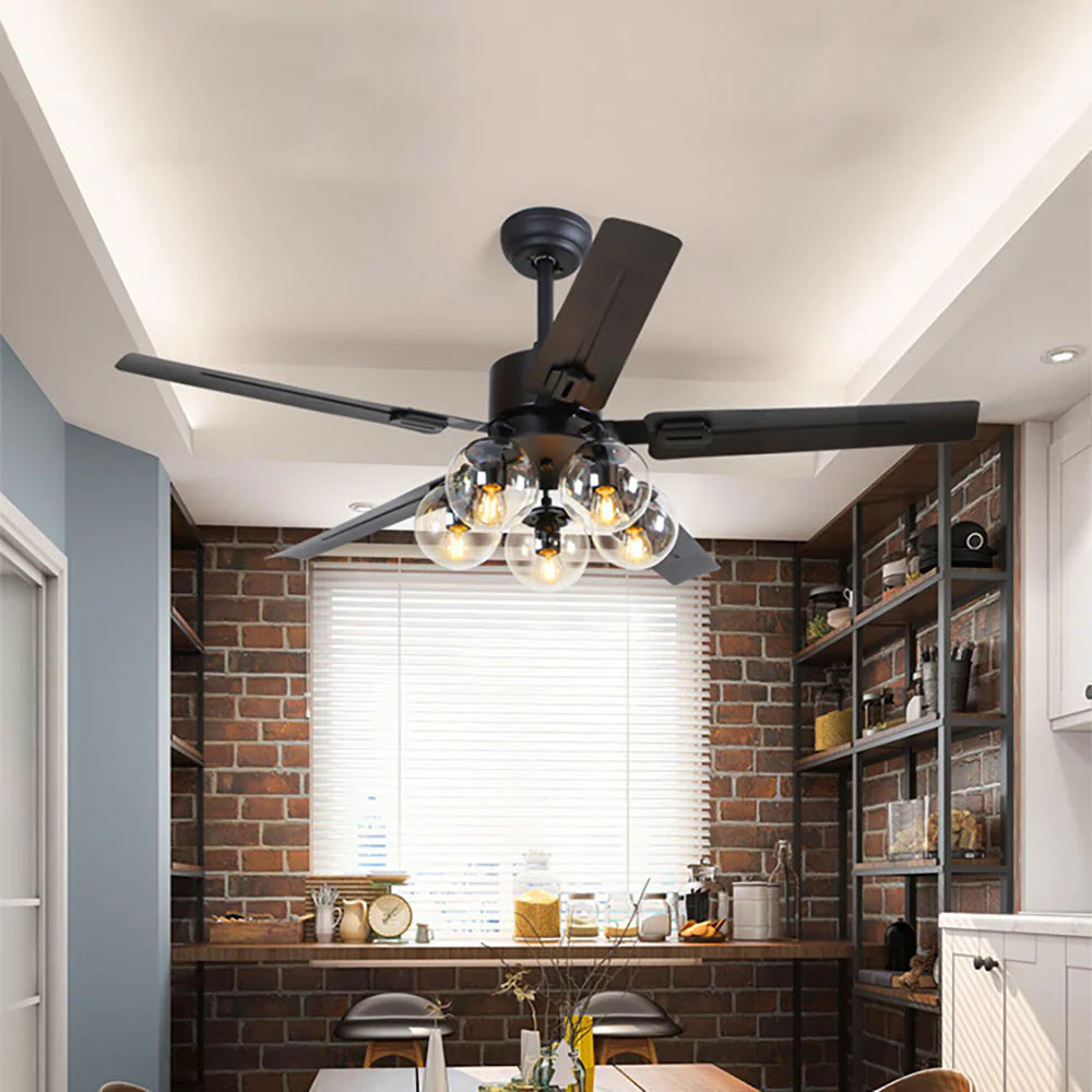 Vintage Glass Ball Ceiling Fan Light