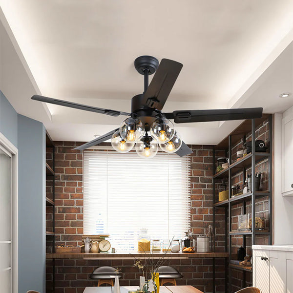 Vintage Glass Ball Ceiling Fan Light