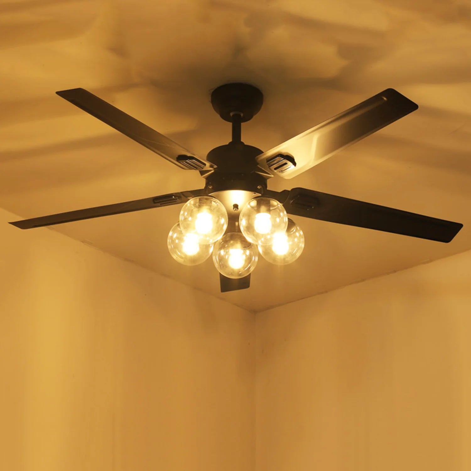 Vintage Glass Ball Ceiling Fan Light