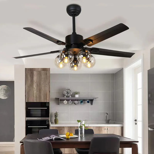 Vintage Glass Ball Ceiling Fan Light