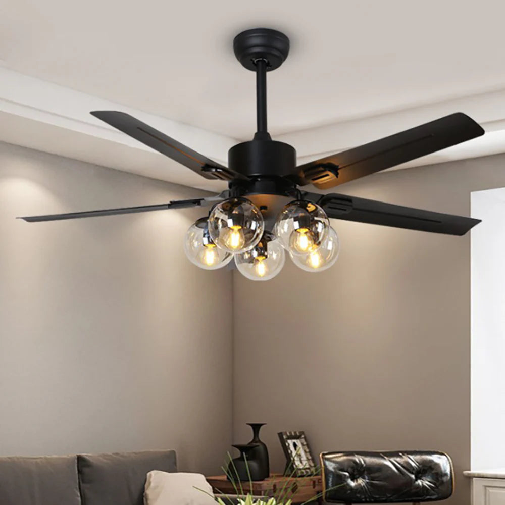 Vintage Glass Ball Ceiling Fan Light