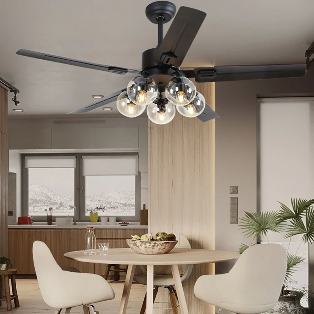 Vintage Glass Ball Ceiling Fan Light