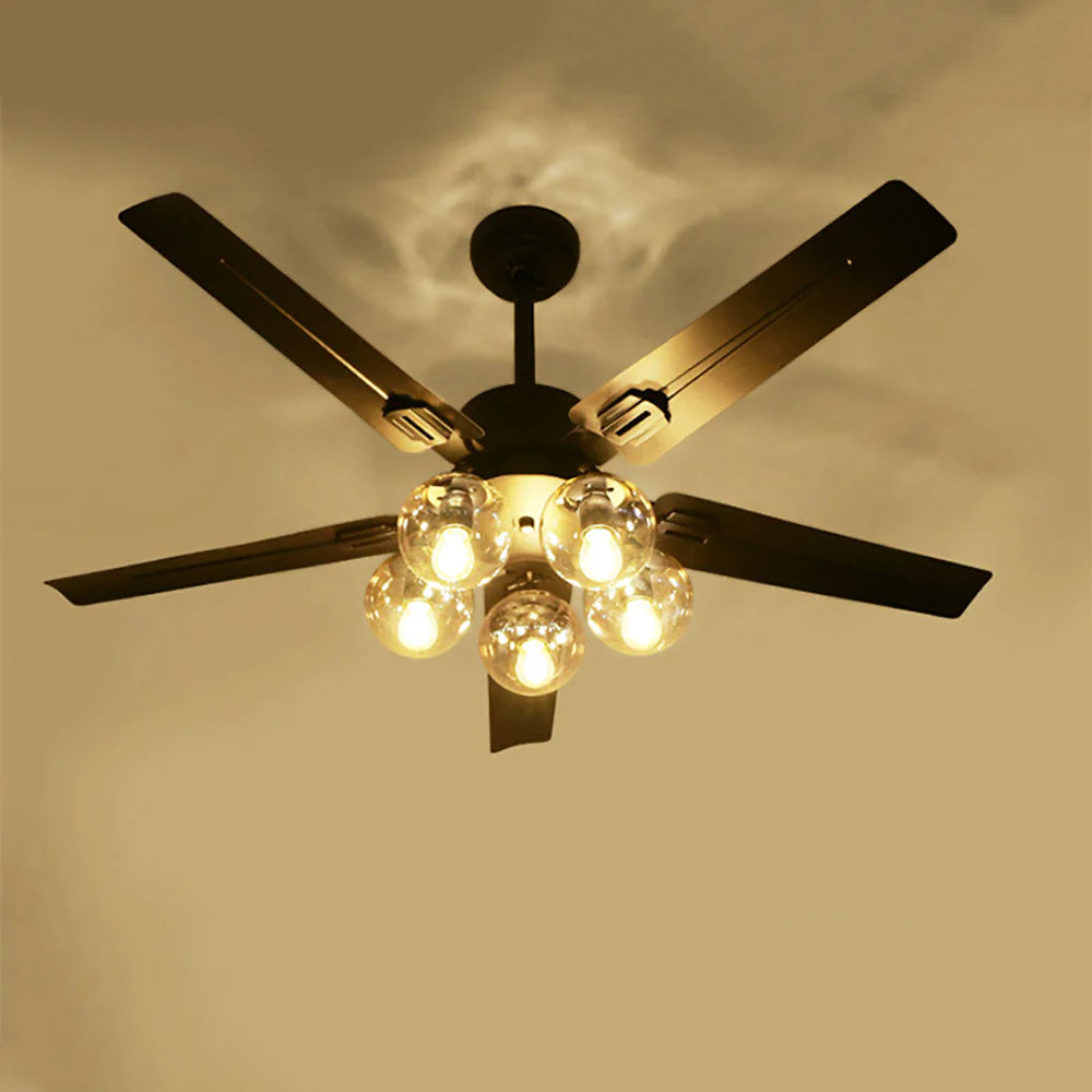 Vintage Glass Ball Ceiling Fan Light