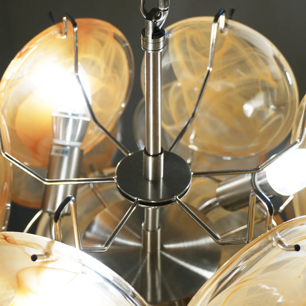 Vintage Murano Gold Glass Disks Chandelier