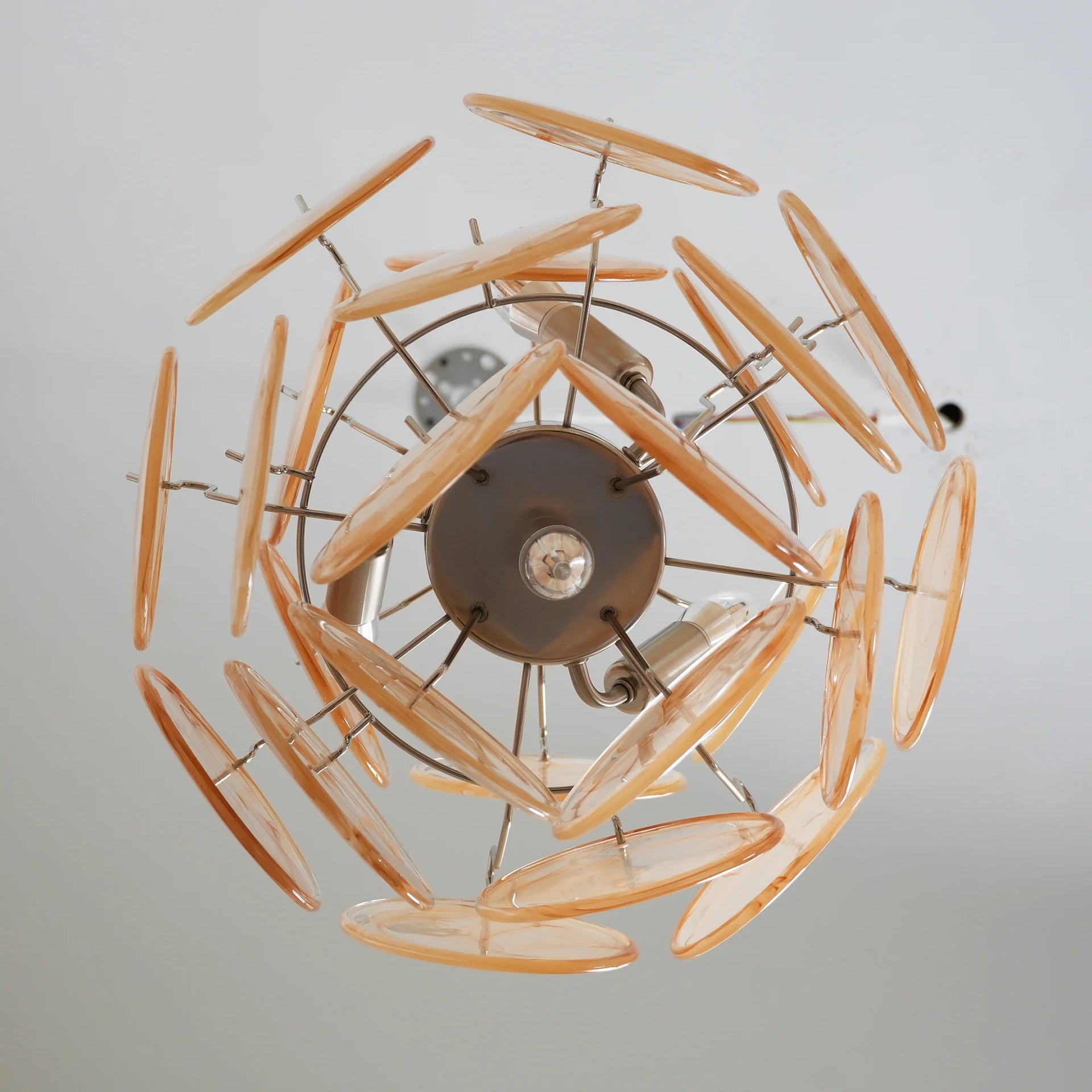 Vintage Murano Gold Glass Disks Chandelier