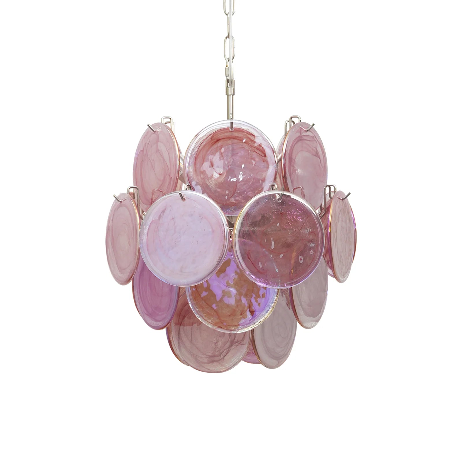 Vintage Murano Pink Glass Disks Chandelier