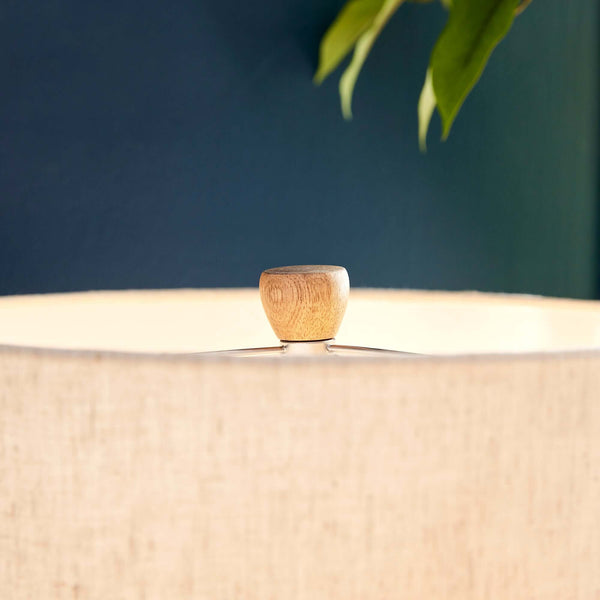 Vintage-Style Cream Ribbed Table Lamp with Linen Shade