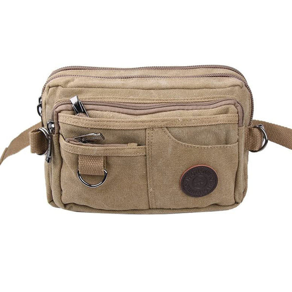 Vintage Canvas Waist Bag Multiple Pocket Fanny Pack