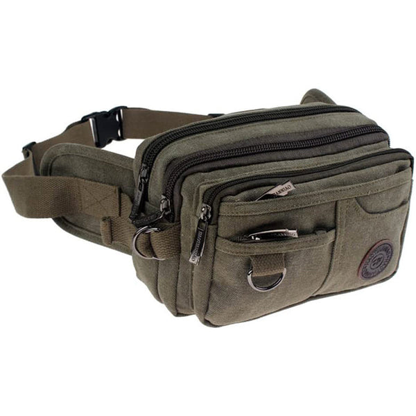 Vintage Canvas Waist Bag Multiple Pocket Fanny Pack
