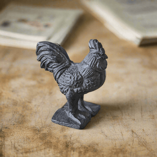 Vintage Cast Iron Rooster Paperweights (Set of 2)