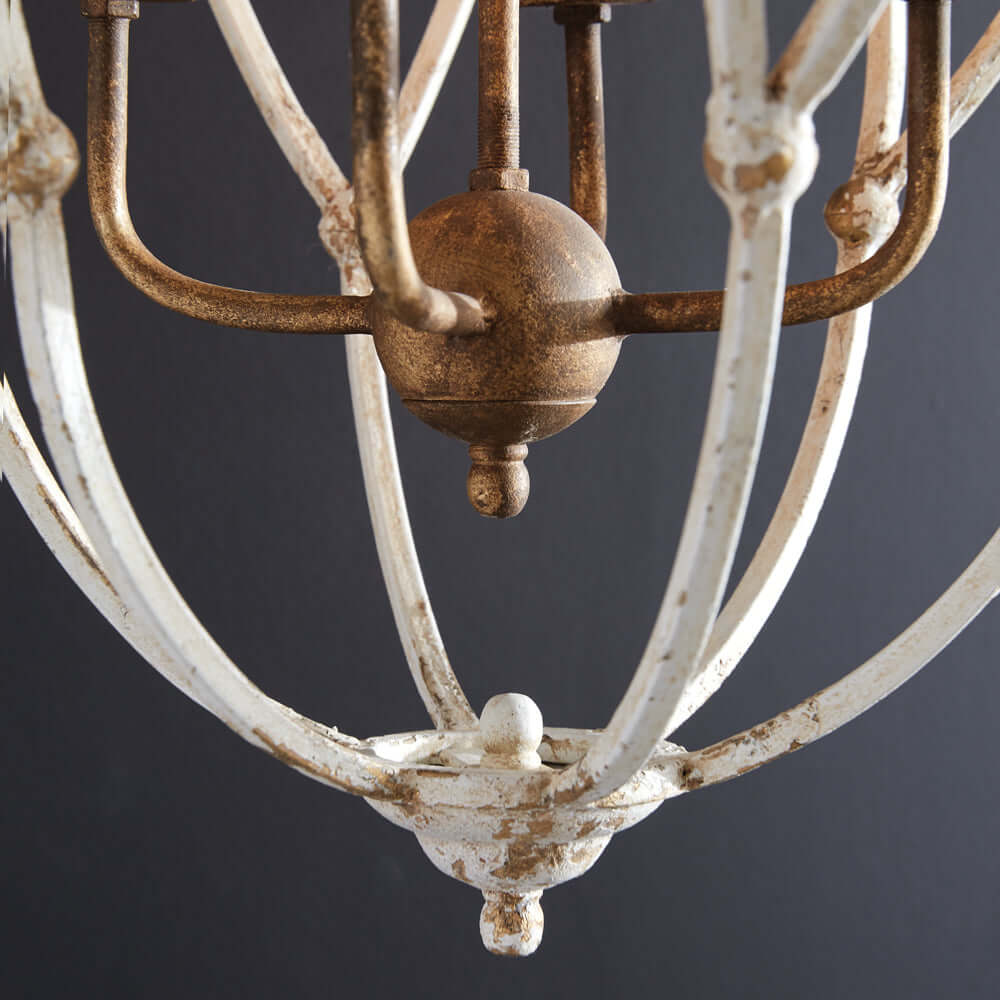Vintage Chandelier in Distressed White