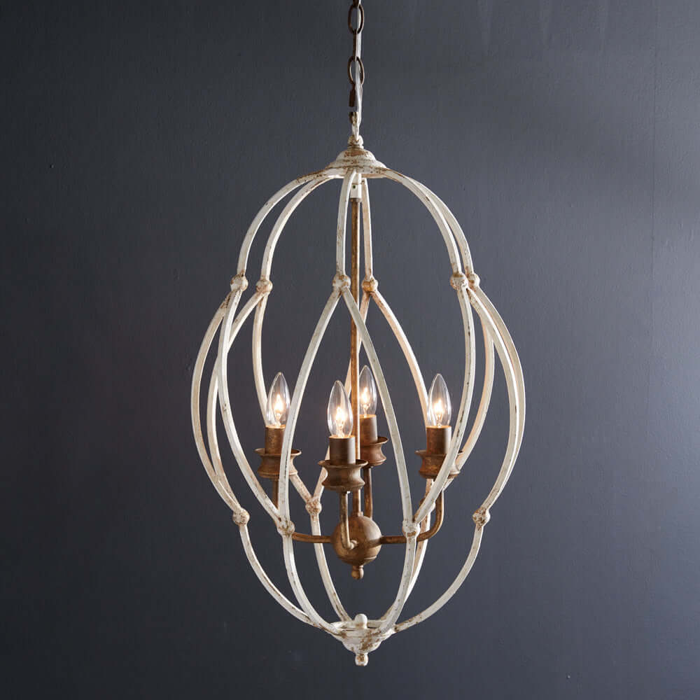Vintage Chandelier in Distressed White