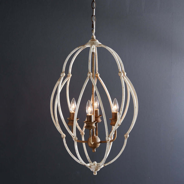 Vintage Chandelier in Distressed White