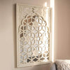 Vintage Cottagecore Floral Lattice Wall Mirror in Distressed White