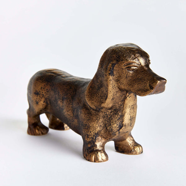 Vintage Metal Dachshund Sculpture in Bronze