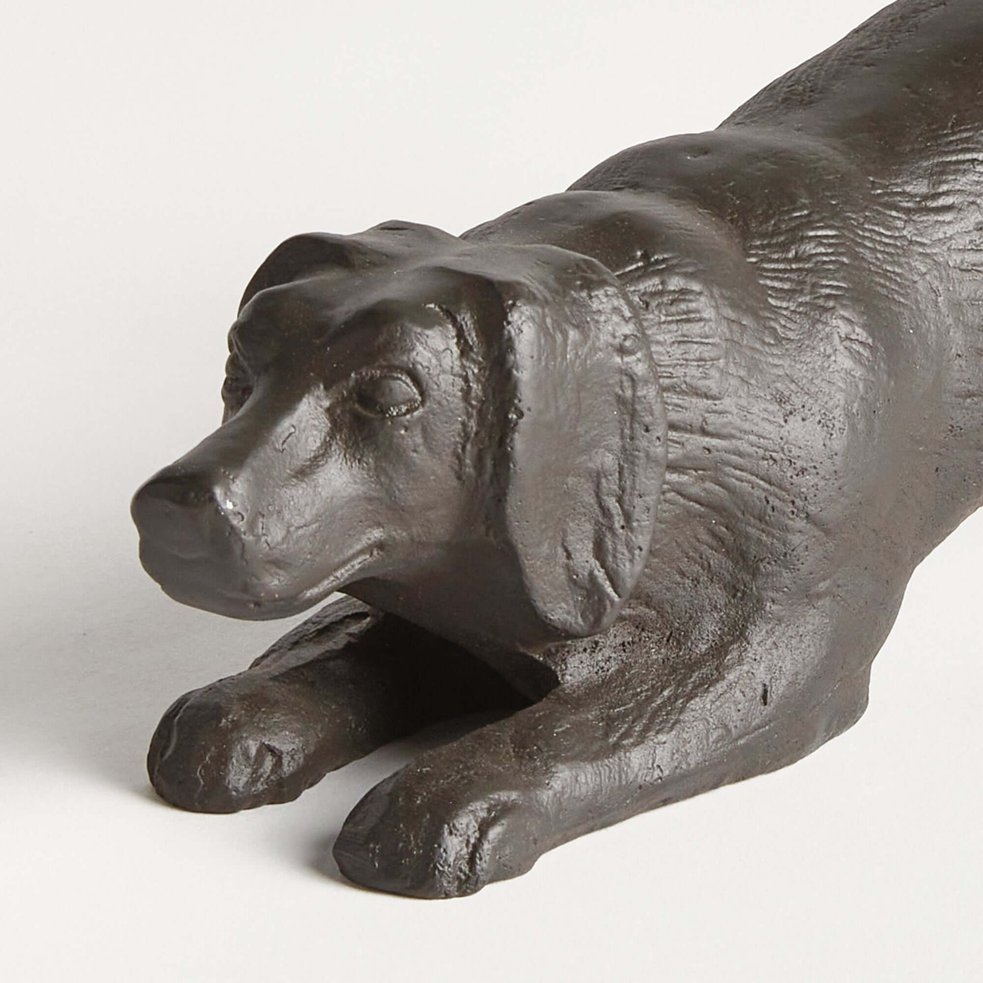 Vintage Metal Playful Dog Sculpture
