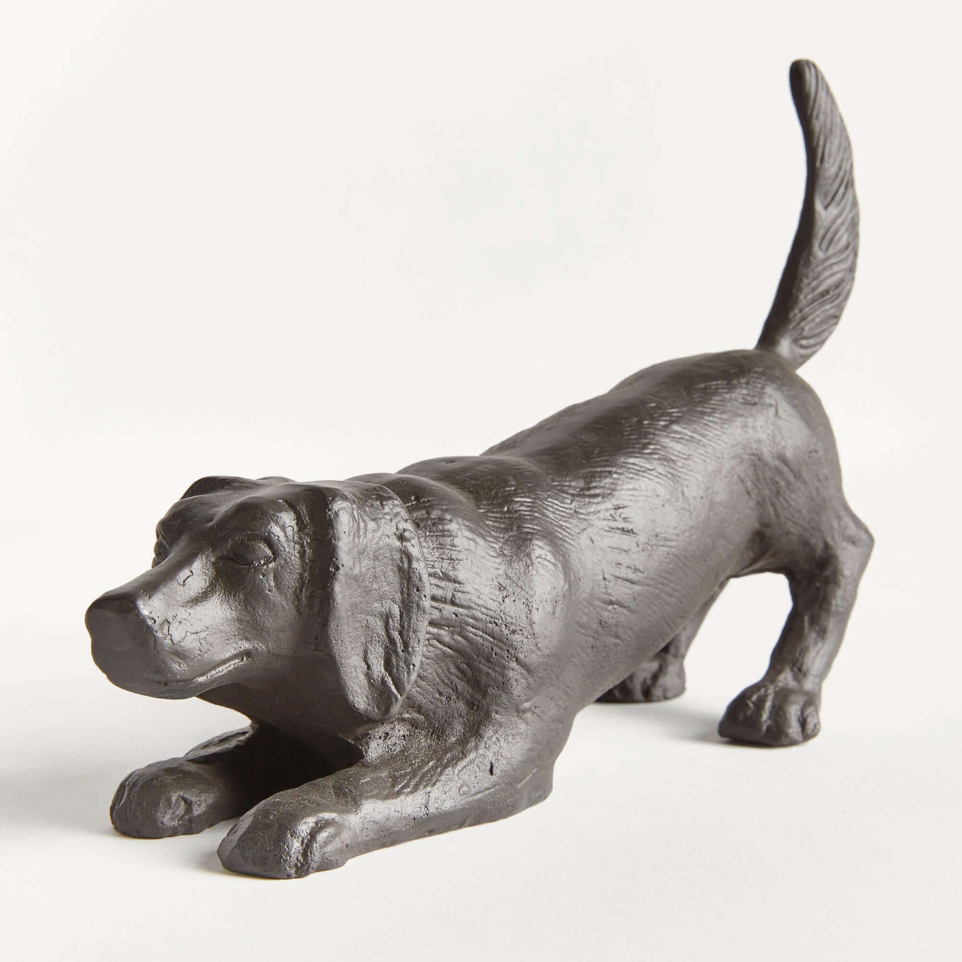 Vintage Metal Playful Dog Sculpture