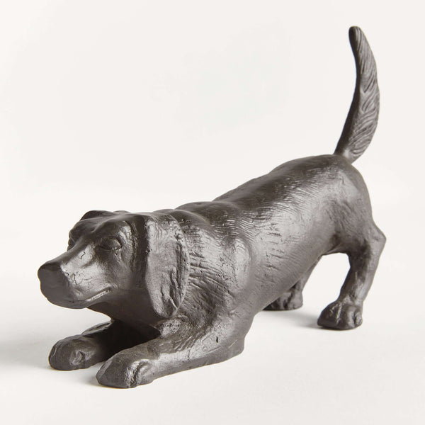 Vintage Metal Playful Dog Sculpture
