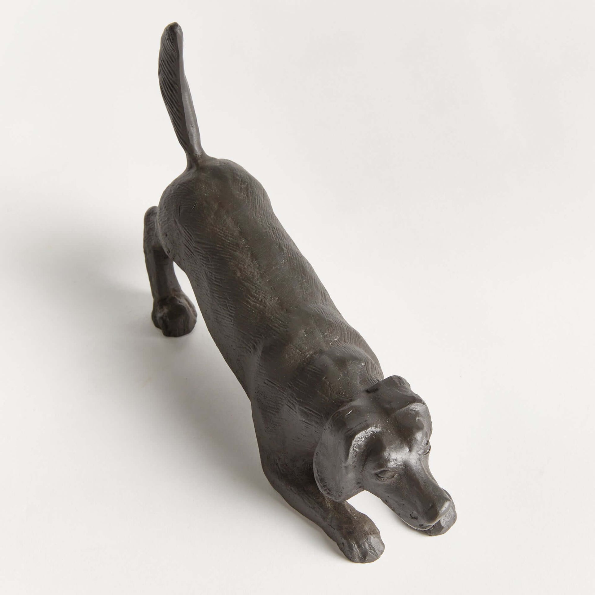 Vintage Metal Playful Dog Sculpture
