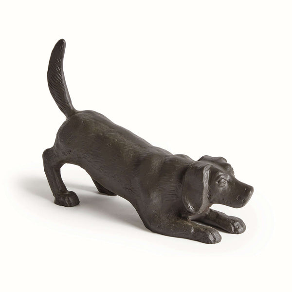 Vintage Metal Playful Dog Sculpture