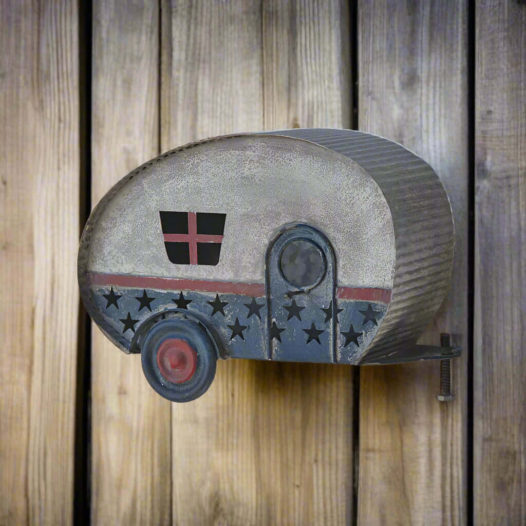 Vintage Patriotic Camper Birdhouse