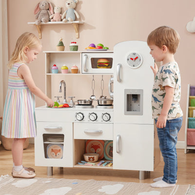Vintage Play Kitchen Pretend Kids Cooking Playset Toys with Water Dispense