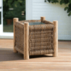 Vintage Rattan Planter with Teak Legs