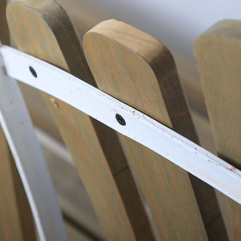 Vintage Rustic Wooden Garden Bench with Metal Frame