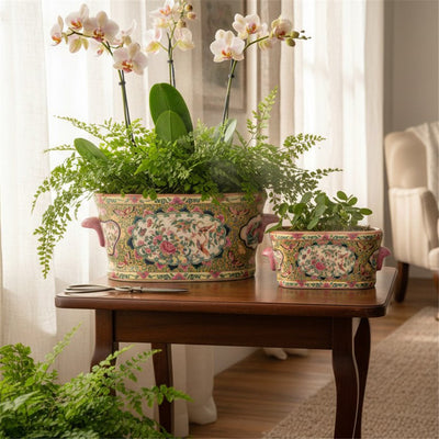Oval Footbath Rose Medallion -  Inspired by traditional Rose Canton Porcelain