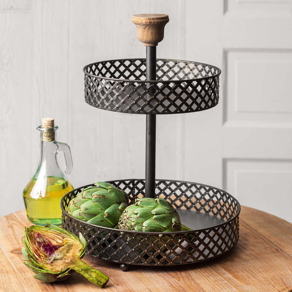 Vintage Two-Tier Fruit Basket Stand