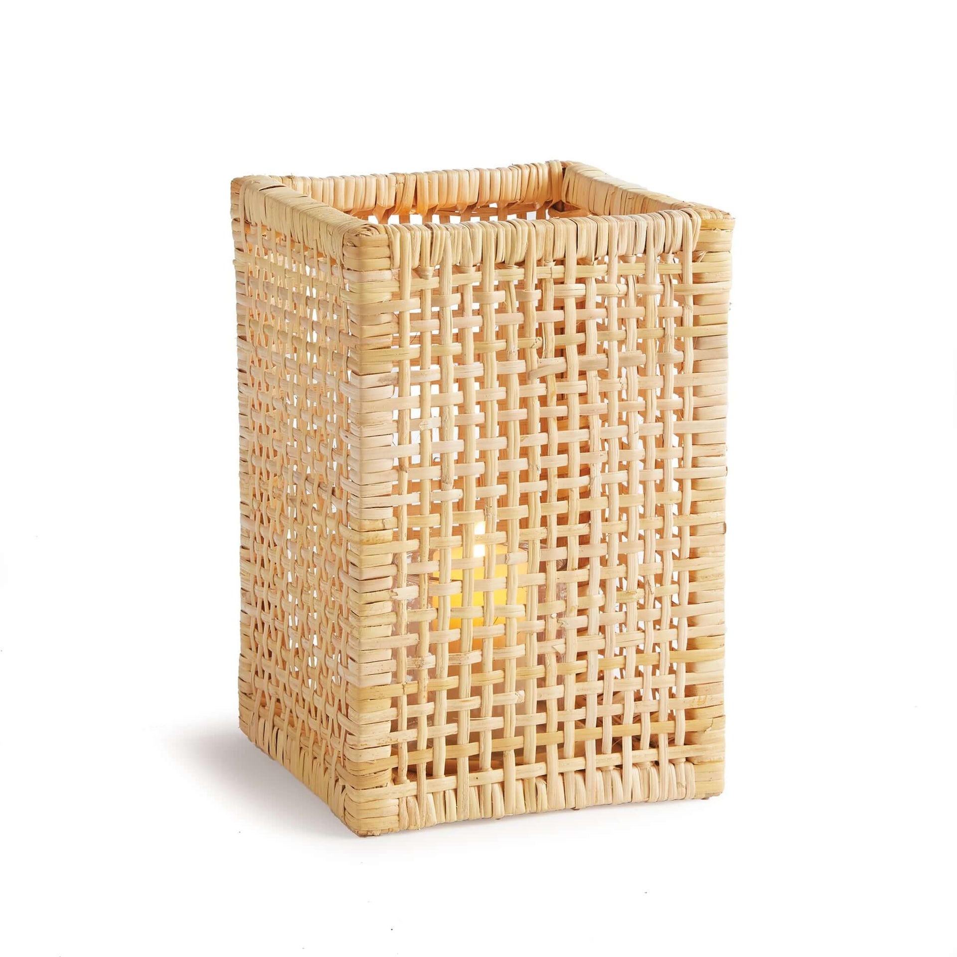 Vintage Woven Rattan Hurricane Candle Holder