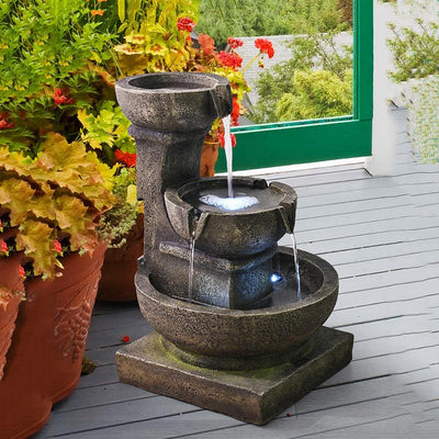 Resin Classical 3 Tier Tabletop Garden Fountain 16 Inch