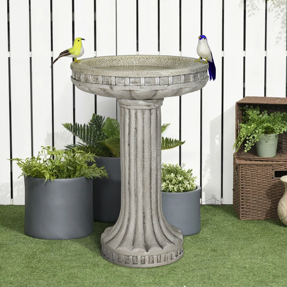Concrete Pedestal Bird Bath Roman Fluted 24 Inch
