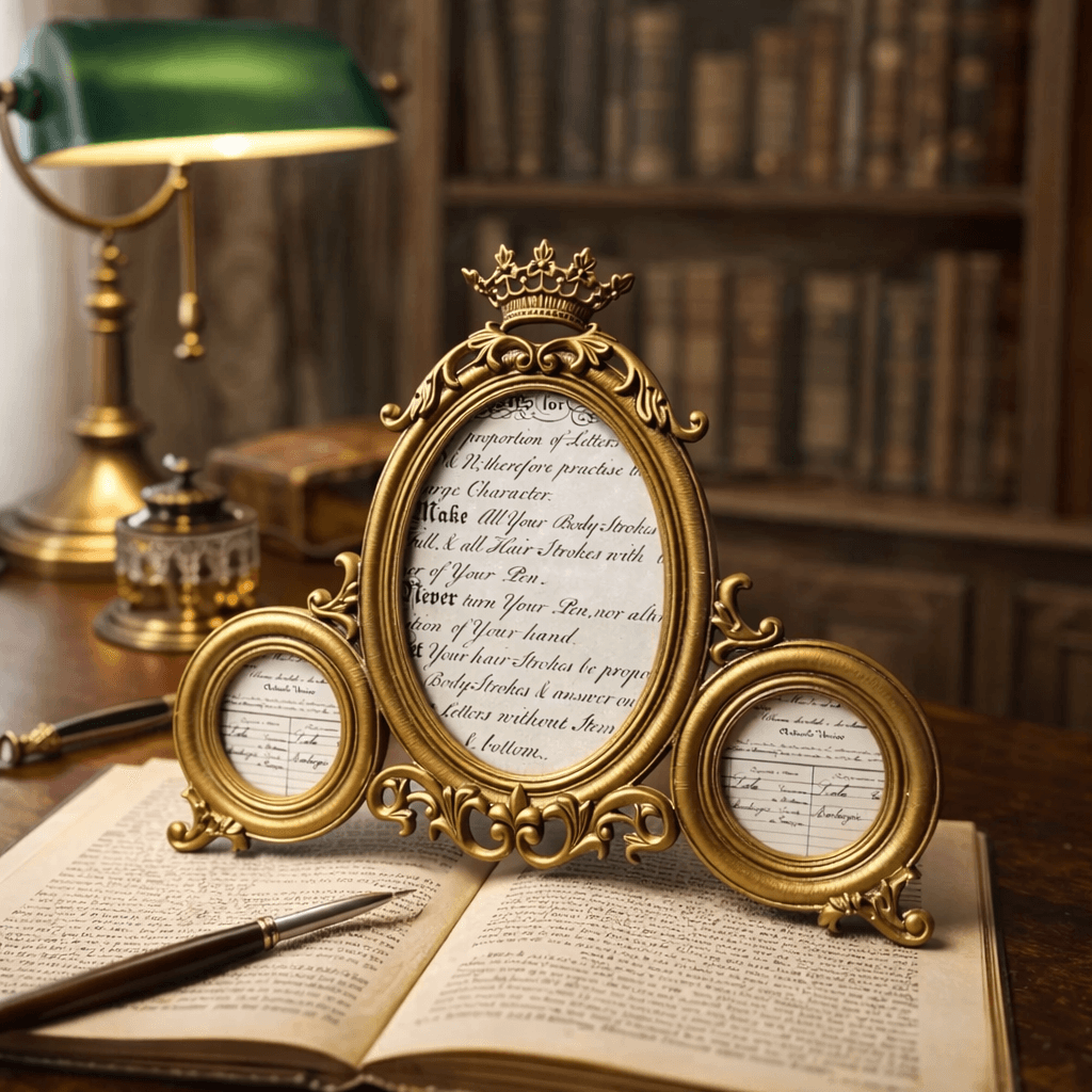 Antique Gold Crown Triple Picture Frame
