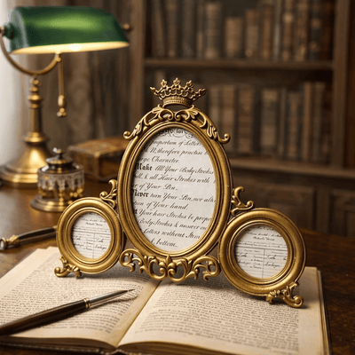 Antique Gold Crown Triple Picture Frame