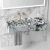 Calacatta Viola Marble Wall-mount Bathroom Sink Hidden Drain with Towel Holder and Shelf (W)18