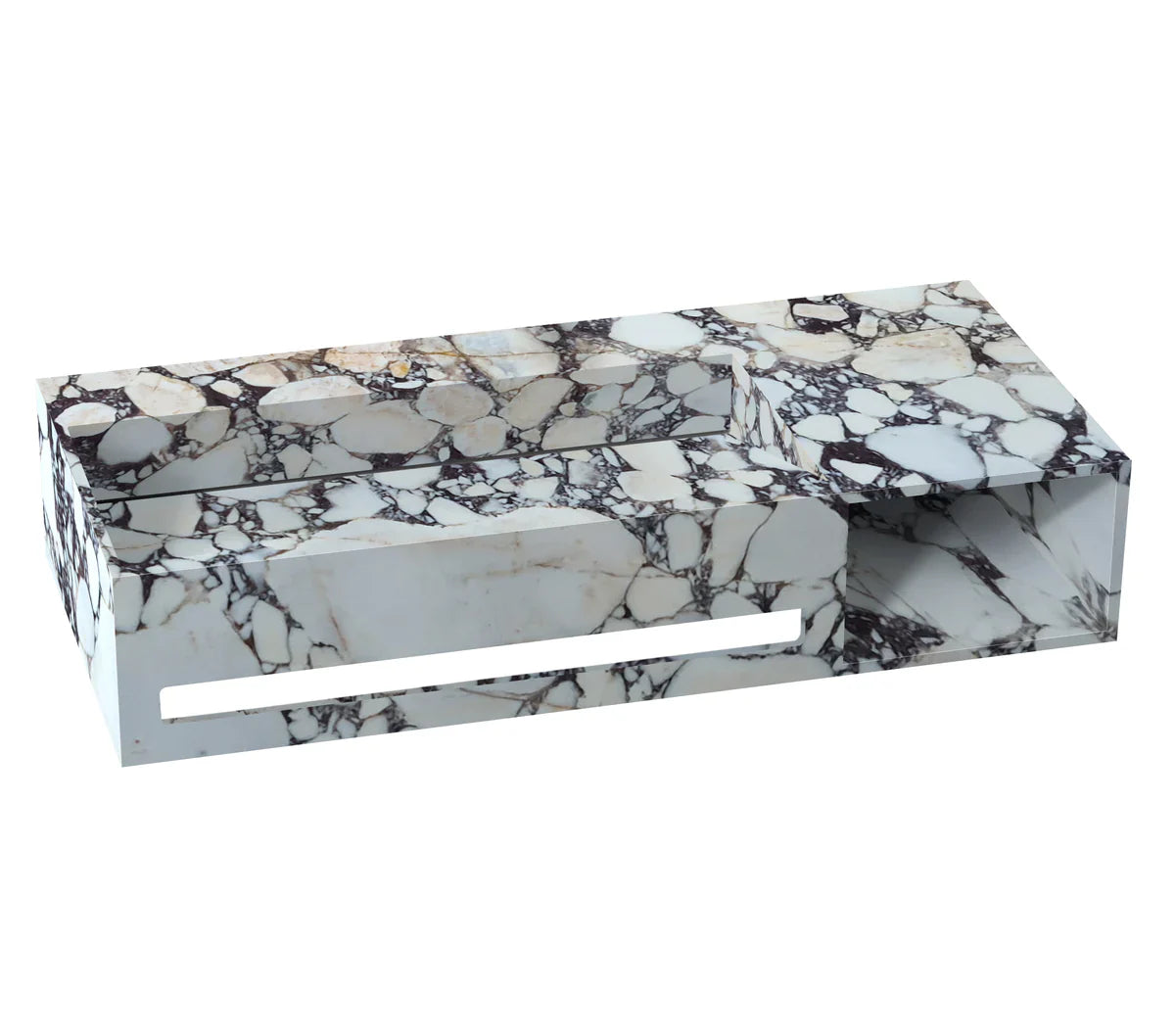 Calacatta Viola Marble Wall-mount Bathroom Sink Hidden Drain with Towel Holder and Shelf (W)18