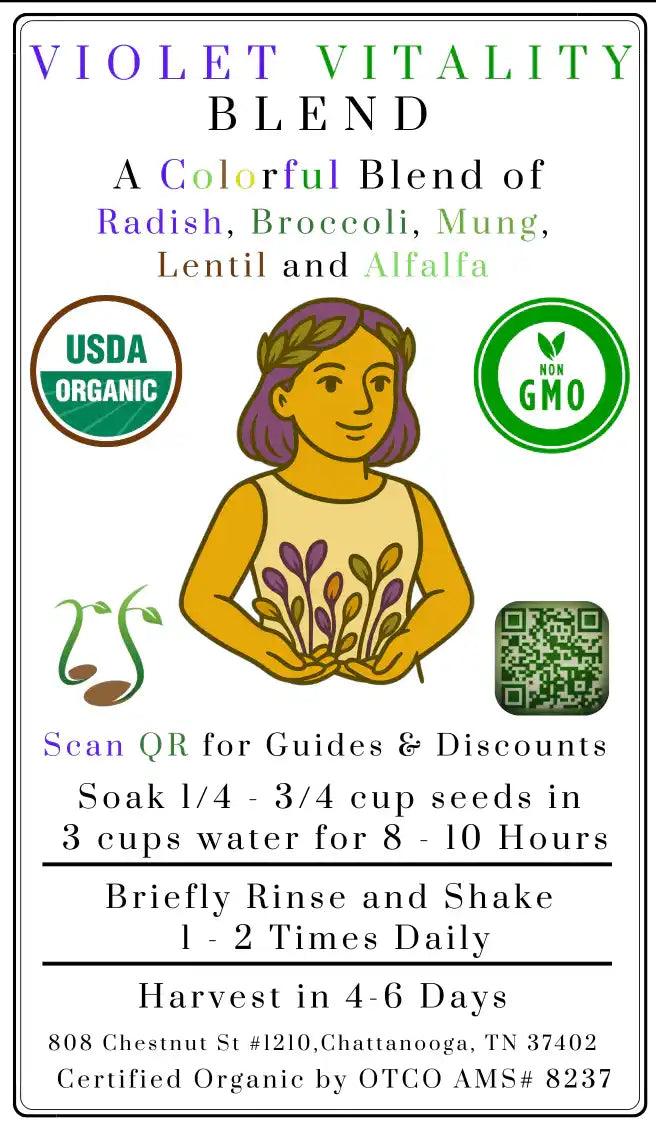 Sprout Spout Violet Vitality Blend Starter Kit: Sprout Spout + 4oz or 1lb seeds + Free Sprout Scoop