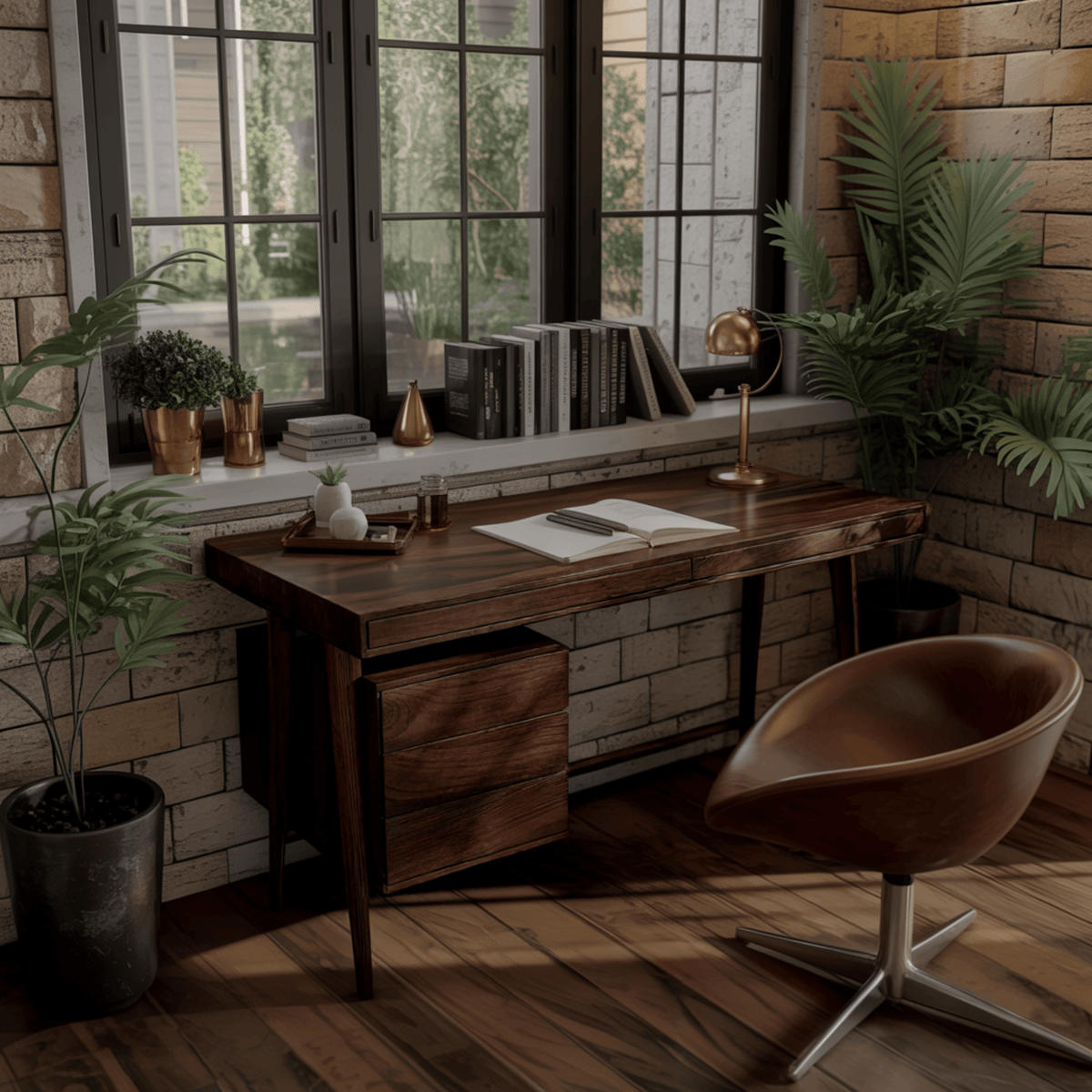 Viora Modern Handcrafted Solid Wood Desk with Drawers