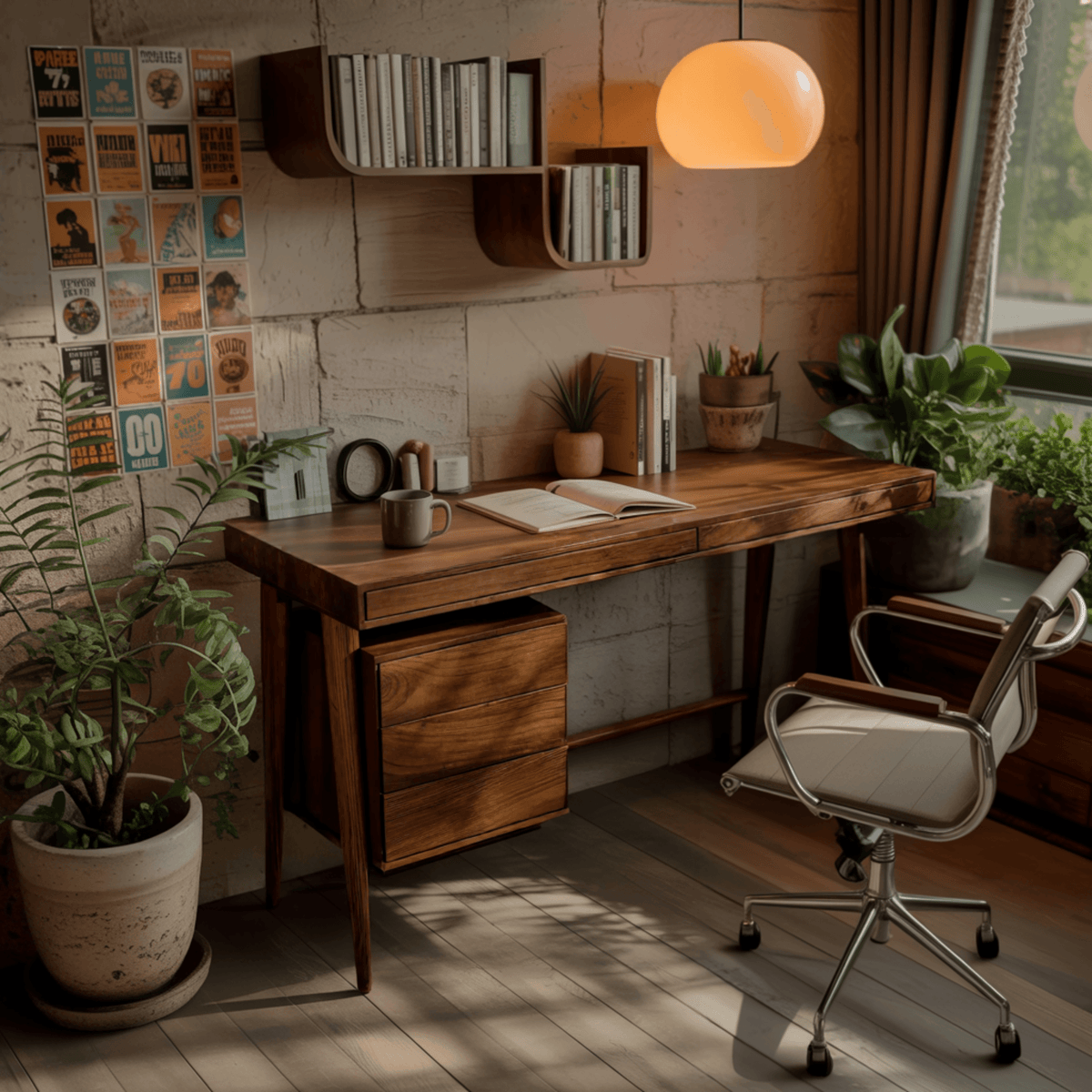 Viora Modern Handcrafted Solid Wood Desk with Drawers