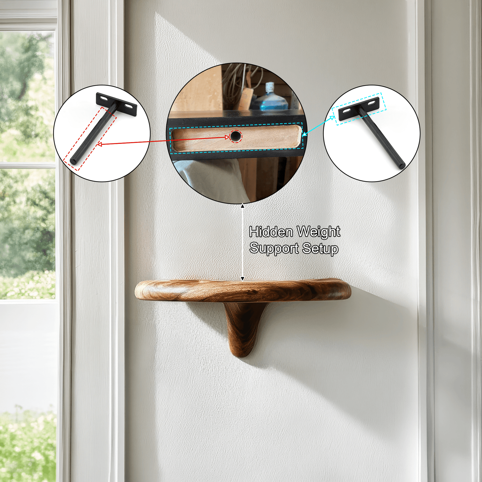 Virella Mushroom Solid Wood Floating Shelf SPA218397