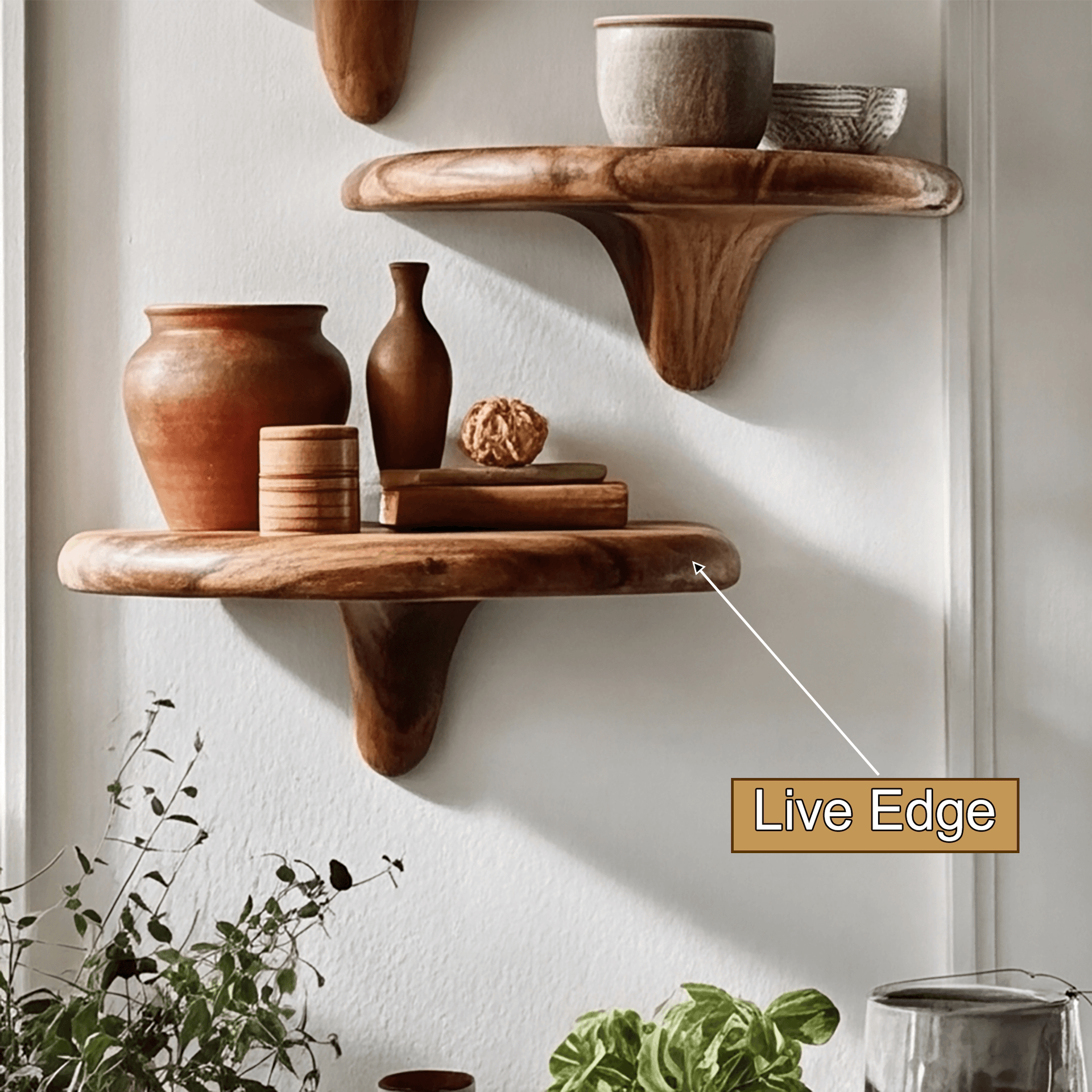 Virella Mushroom Solid Wood Floating Shelf SPA218397