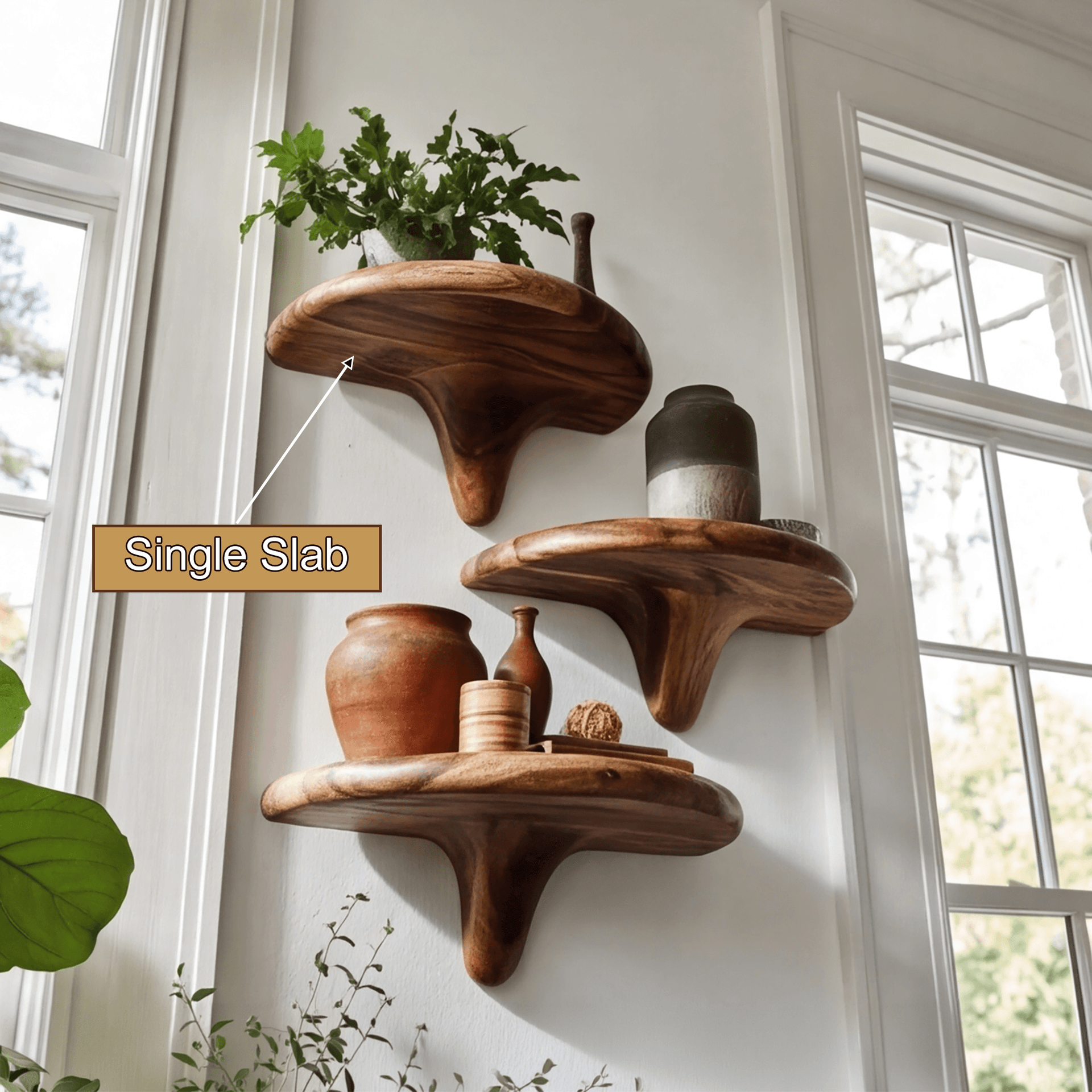 Virella Mushroom Solid Wood Floating Shelf SPA218397