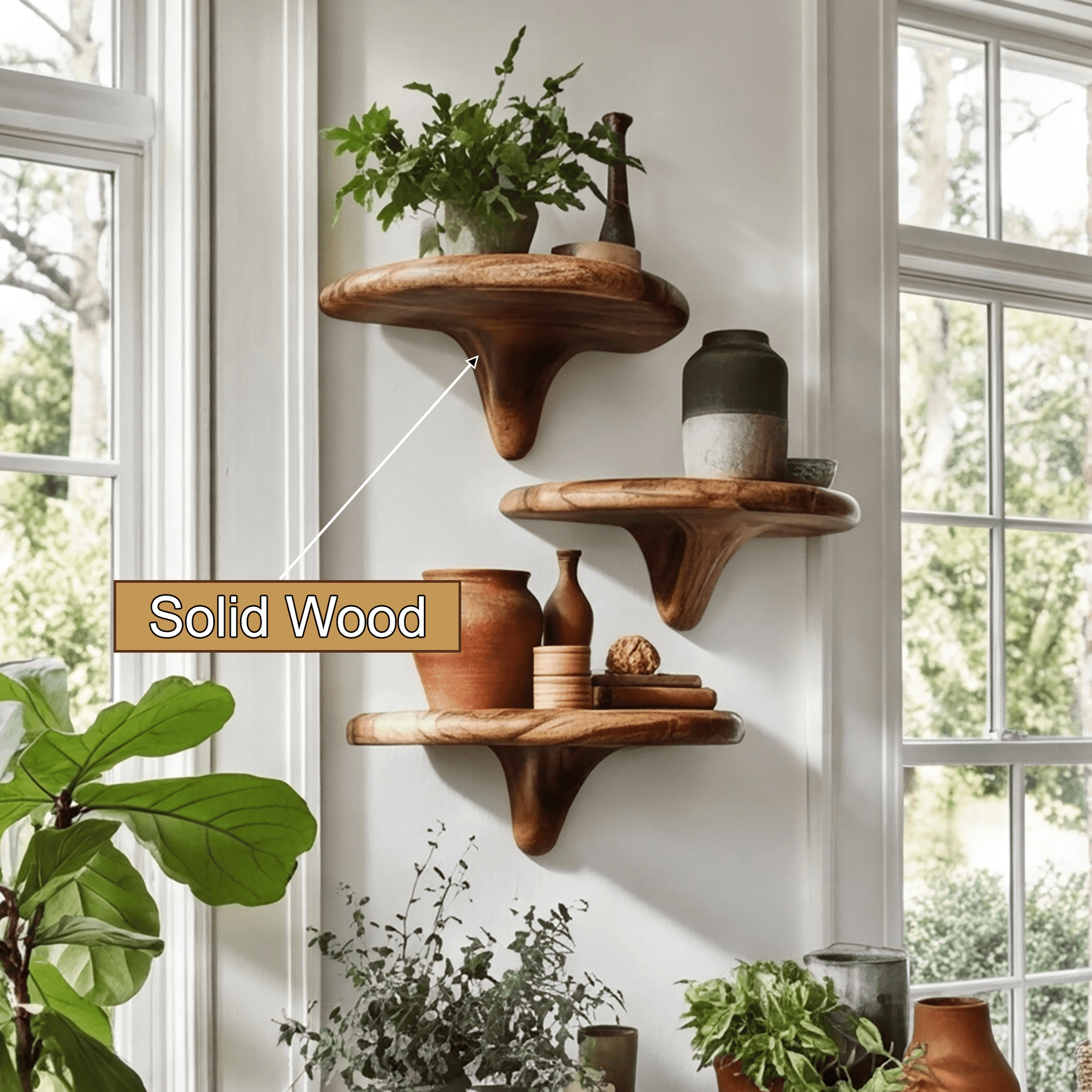 Virella Mushroom Solid Wood Floating Shelf SPA218397